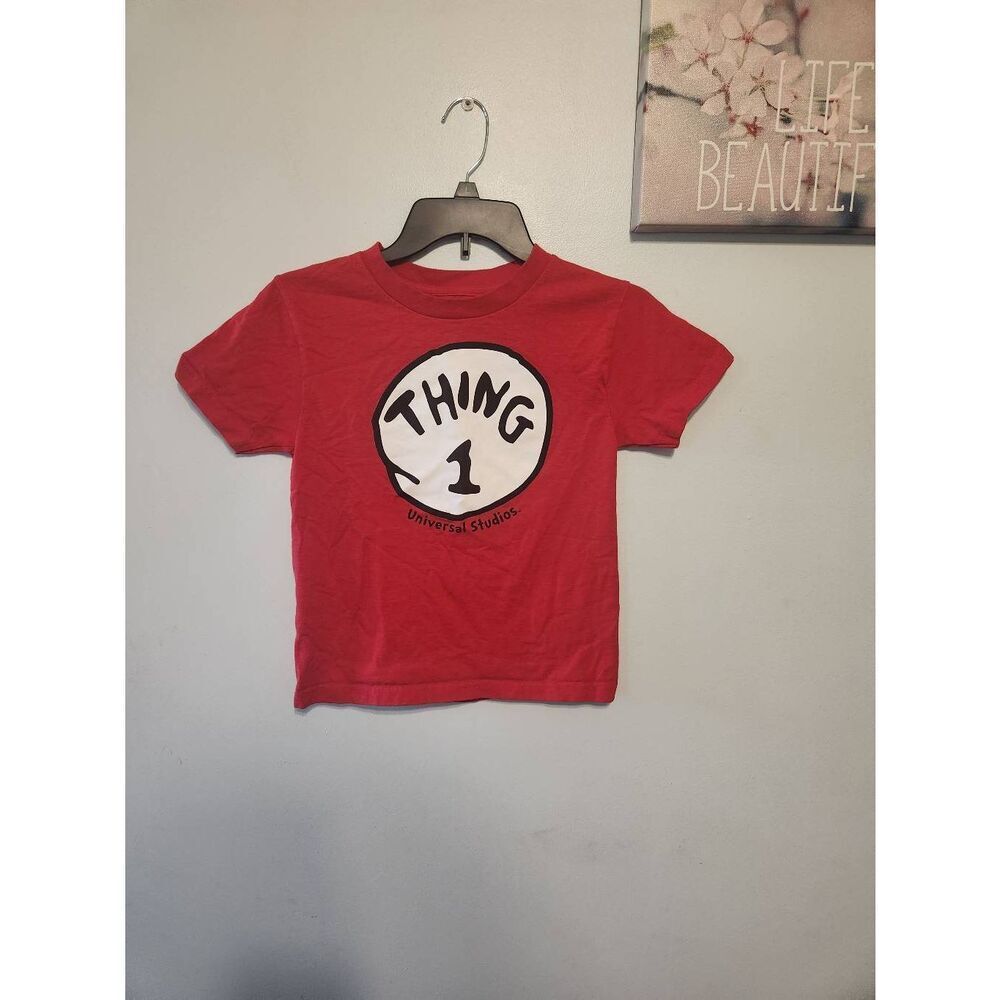 Thing 1 Shirt Large Graphic Tee Universal Studios Dr. Seuss Cat in the Hat Red X